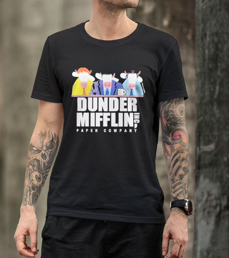 Dunder Mifflin Inc Paper Cowpany Cow Characters T-Shirt
