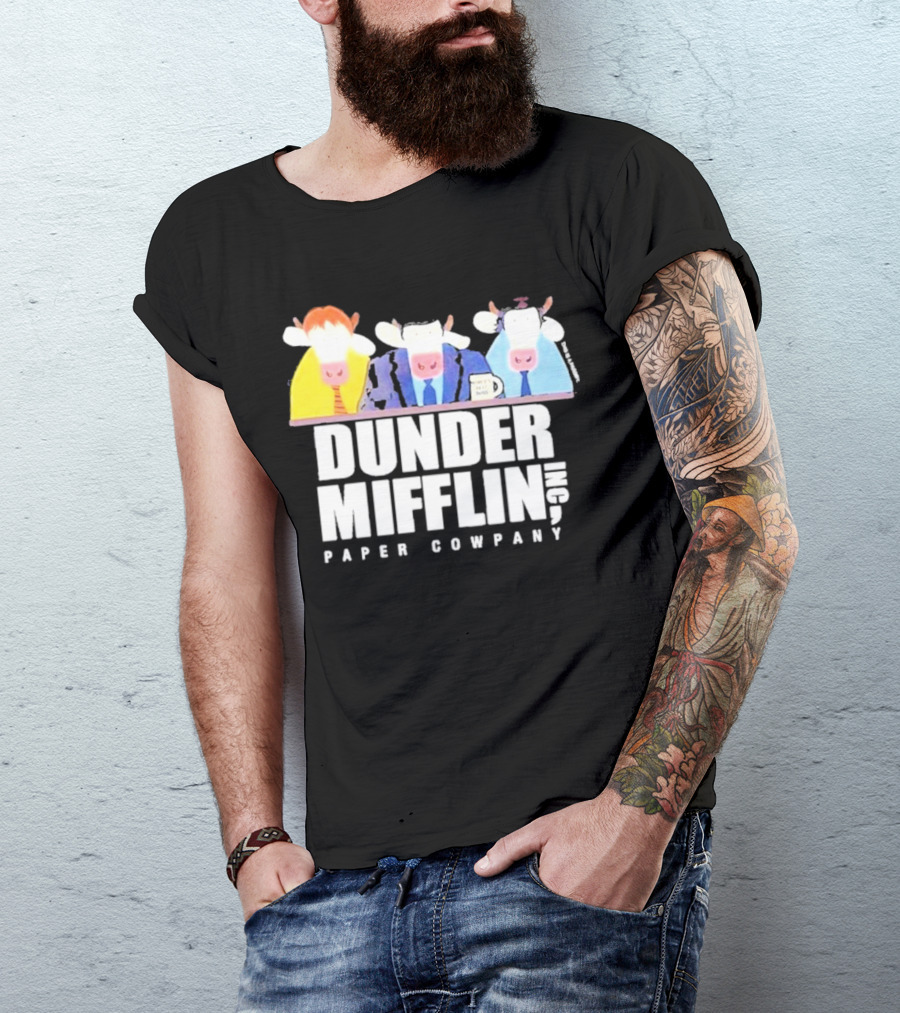 Dunder Mifflin Inc Paper Cowpany Cow Characters T-Shirt