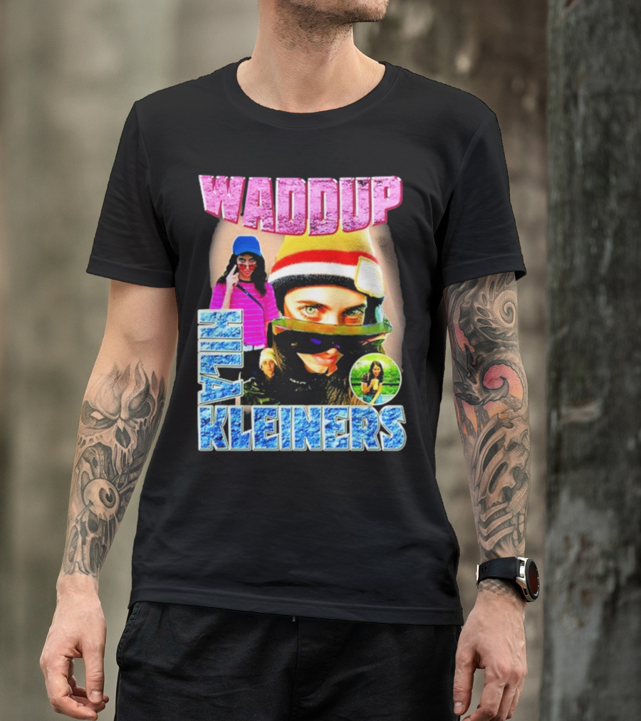 Waddup Hila Kleiners Colorful Ski Mask And Sunglasses Collage T-Shirt