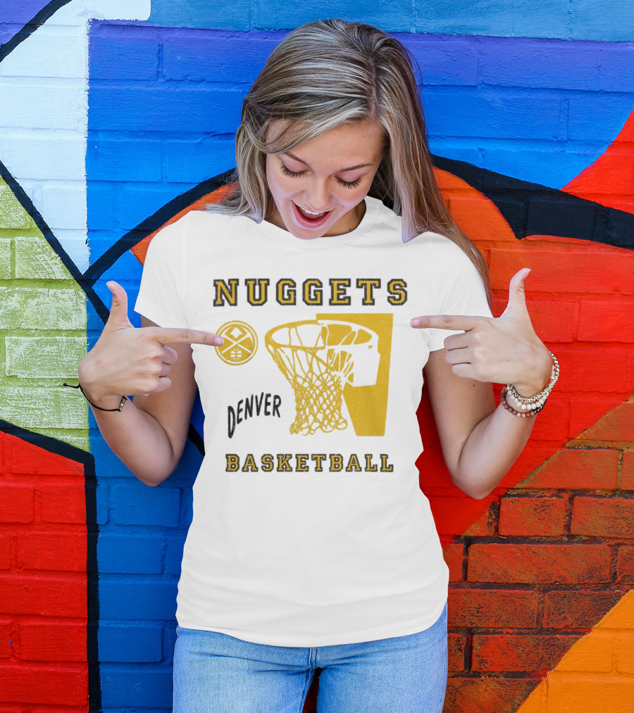 Nuggets Denver Basketball Slam Dunk White Men's Junk Food T-Shirt