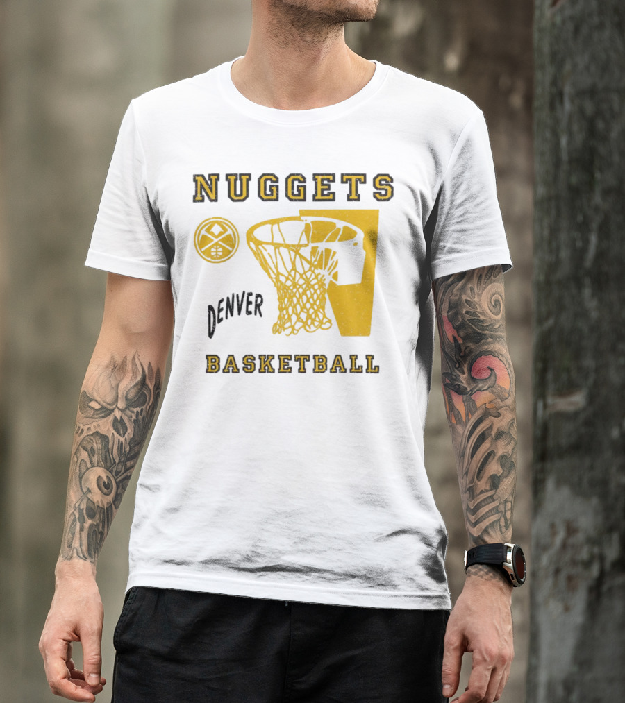 Nuggets Denver Basketball Slam Dunk White Men's Junk Food T-Shirt