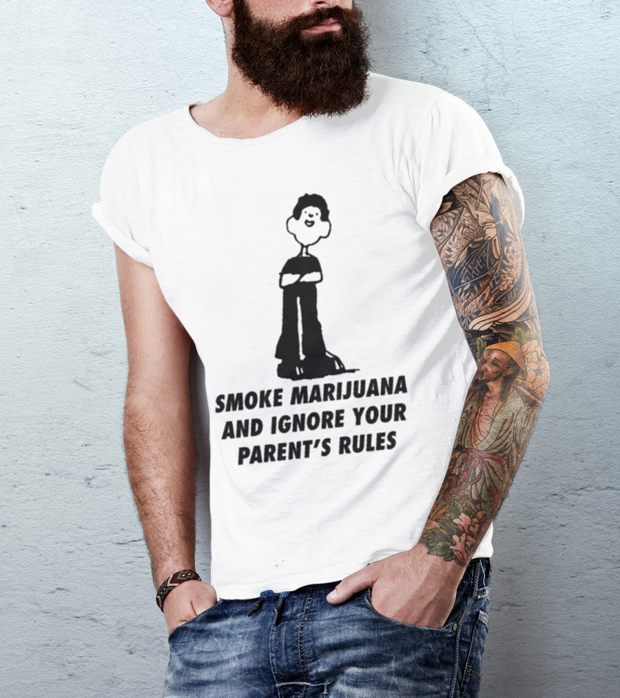 Smoke Marijuana And Ignore Your Parent’s Rules Stick Figure Standing With Crossed Arms T-Shirt