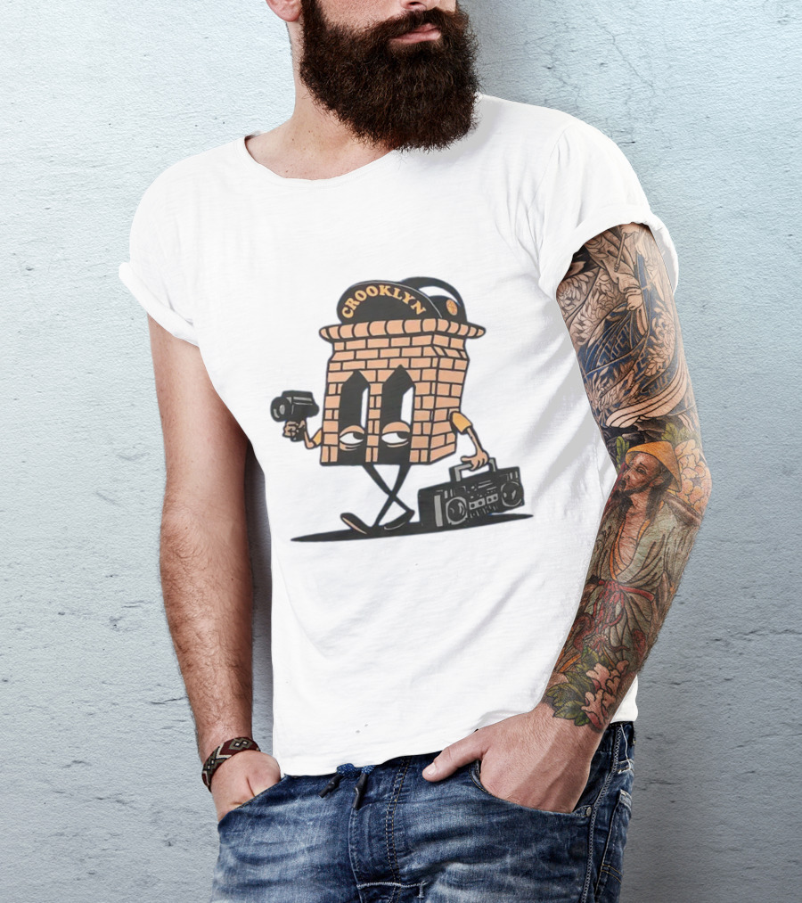 Crooklyn Brick Character With Camera And Boombox T-Shirt