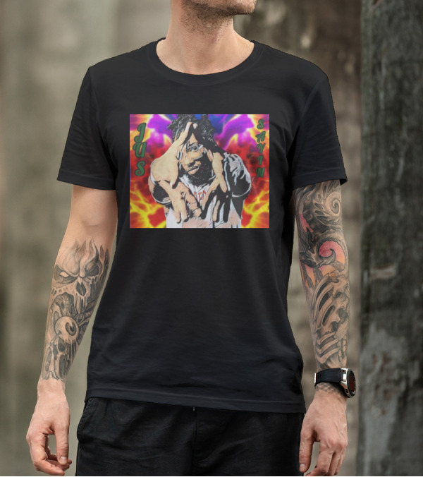 Jus Sayin Bold Hand Gesture Colorful Background T-Shirt