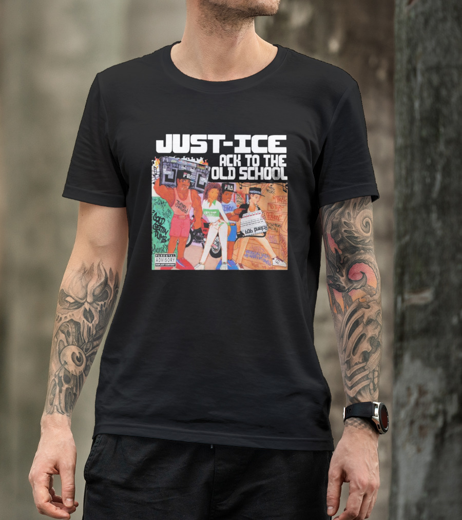 Just-Ice Back To The Old School CD Parental Advisory Explicit Content Fila Graffiti Boom Box T-Shirt