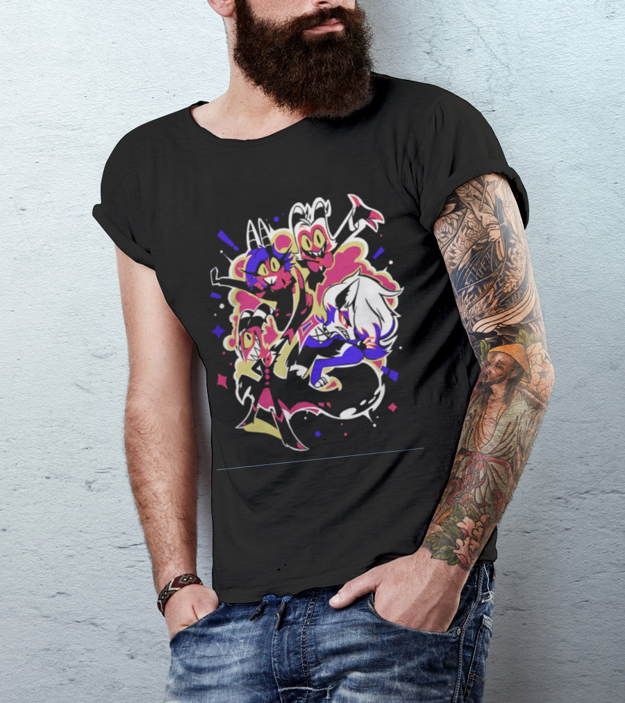 Shark Robot Shop Imp Pop Squad Helluva Boss Cartoon Characters T-Shirt