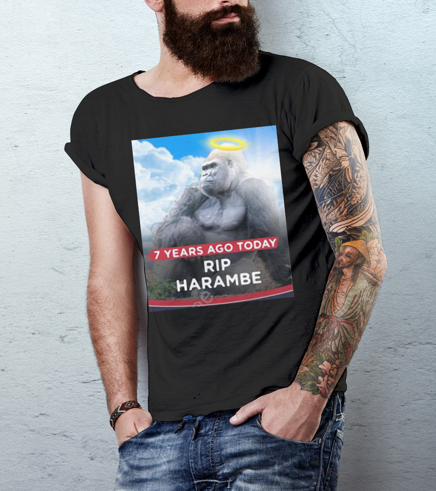 7 Years Ago Today Rip Harambe Halo Clouds T-Shirt