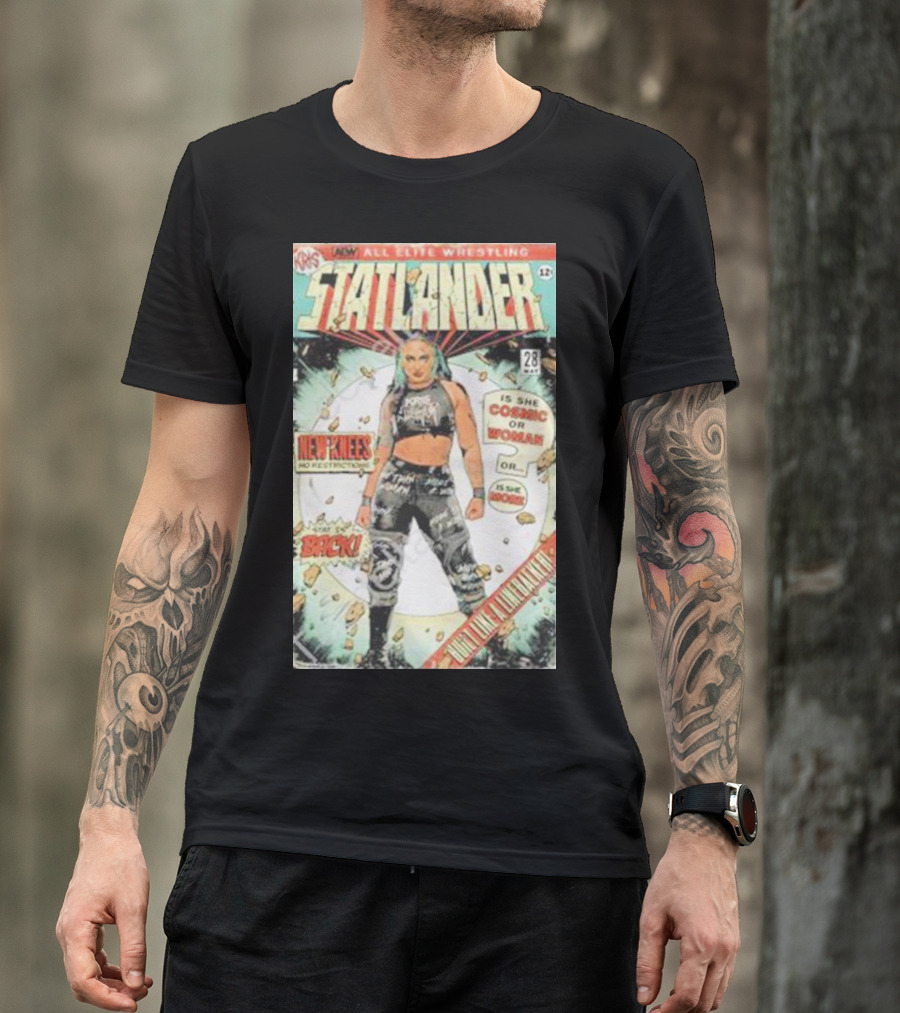 All Elite Wrestling Kris Statlander Comic Design New Knees Cosmic Woman Back T-Shirt