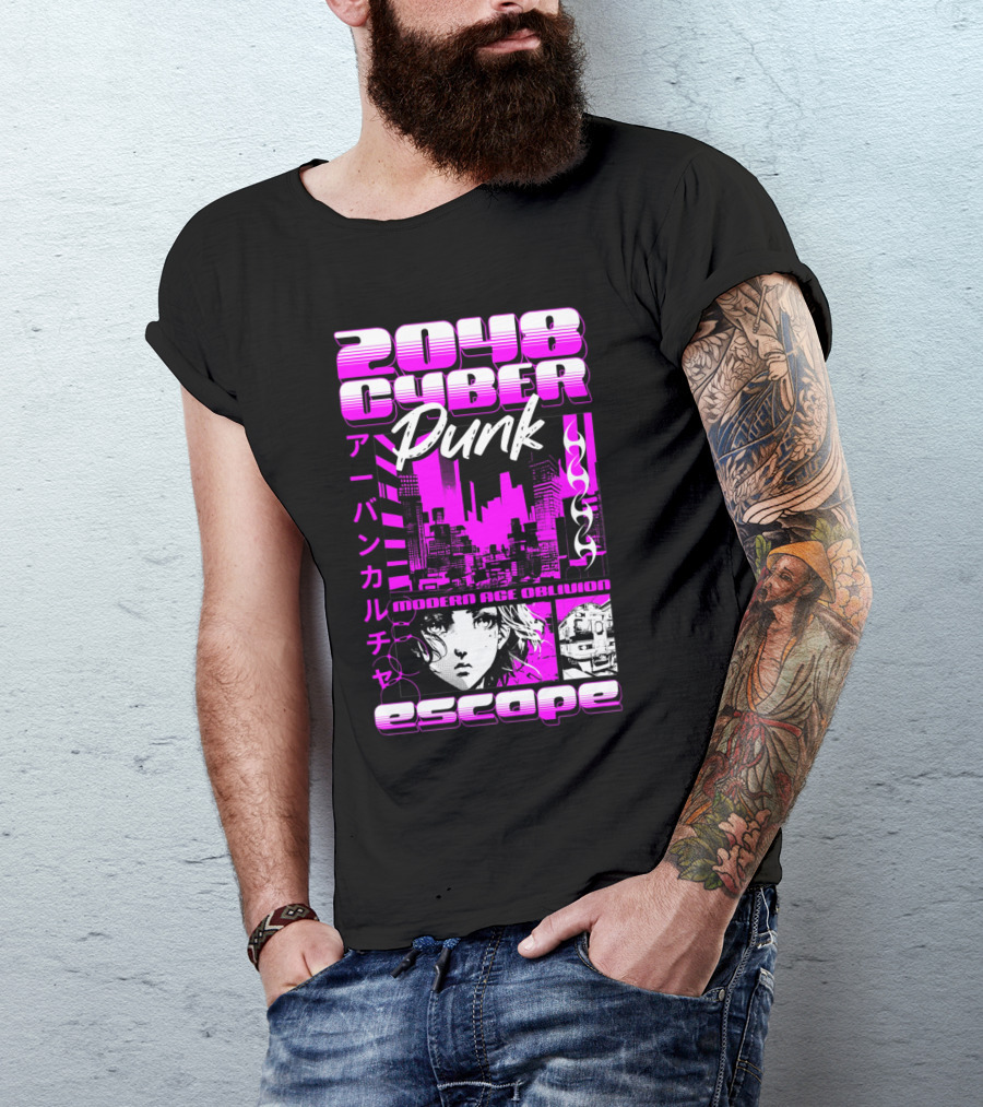 2048 Cyber Punk Escape Modern Age Oblivion Japanese Anime Urban Culture T-Shirt
