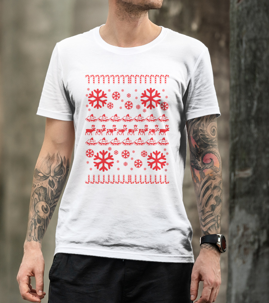 Reindeer And Snowflakes Christmas T-Shirt