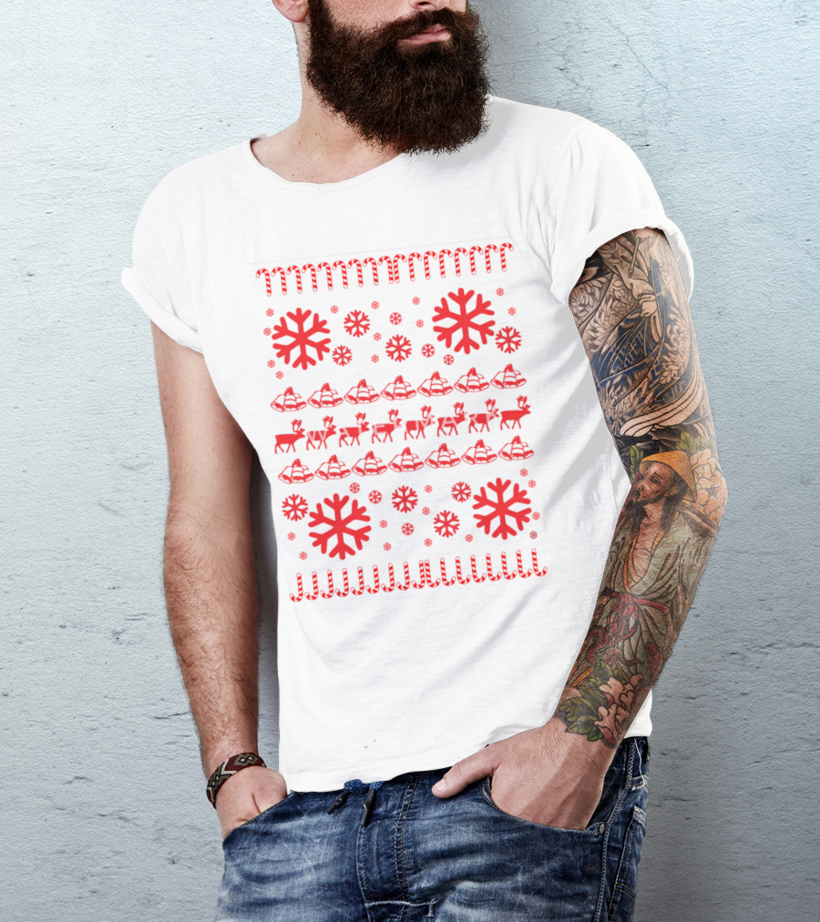 Reindeer And Snowflakes Christmas T-Shirt
