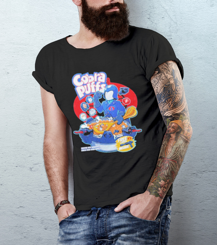 Cobra Puffs Free Laser Inside Funko Pop Style Cereal Commander Cartoon Scene T-Shirt