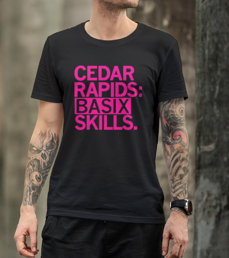 Cedar Rapids Basix Skills Retro Bold Typography T-Shirt