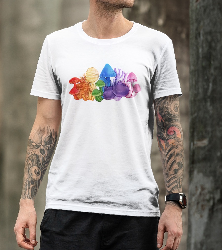 NZ Rainbow Fungi Colorful Mushroom Collection T-Shirt