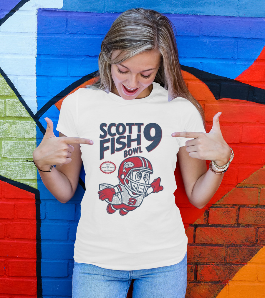 Scott Fish Bowl 9 Football Player Mascot T-Shirt