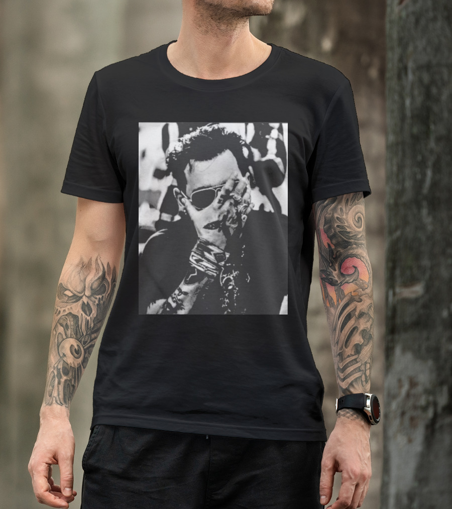 Johnny Depp Black And White Tattoo Style Photo T-Shirt