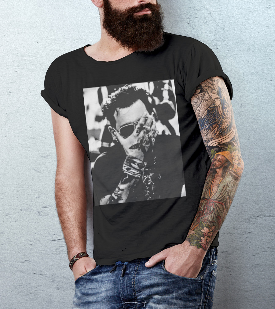 Johnny Depp Black And White Tattoo Style Photo T-Shirt