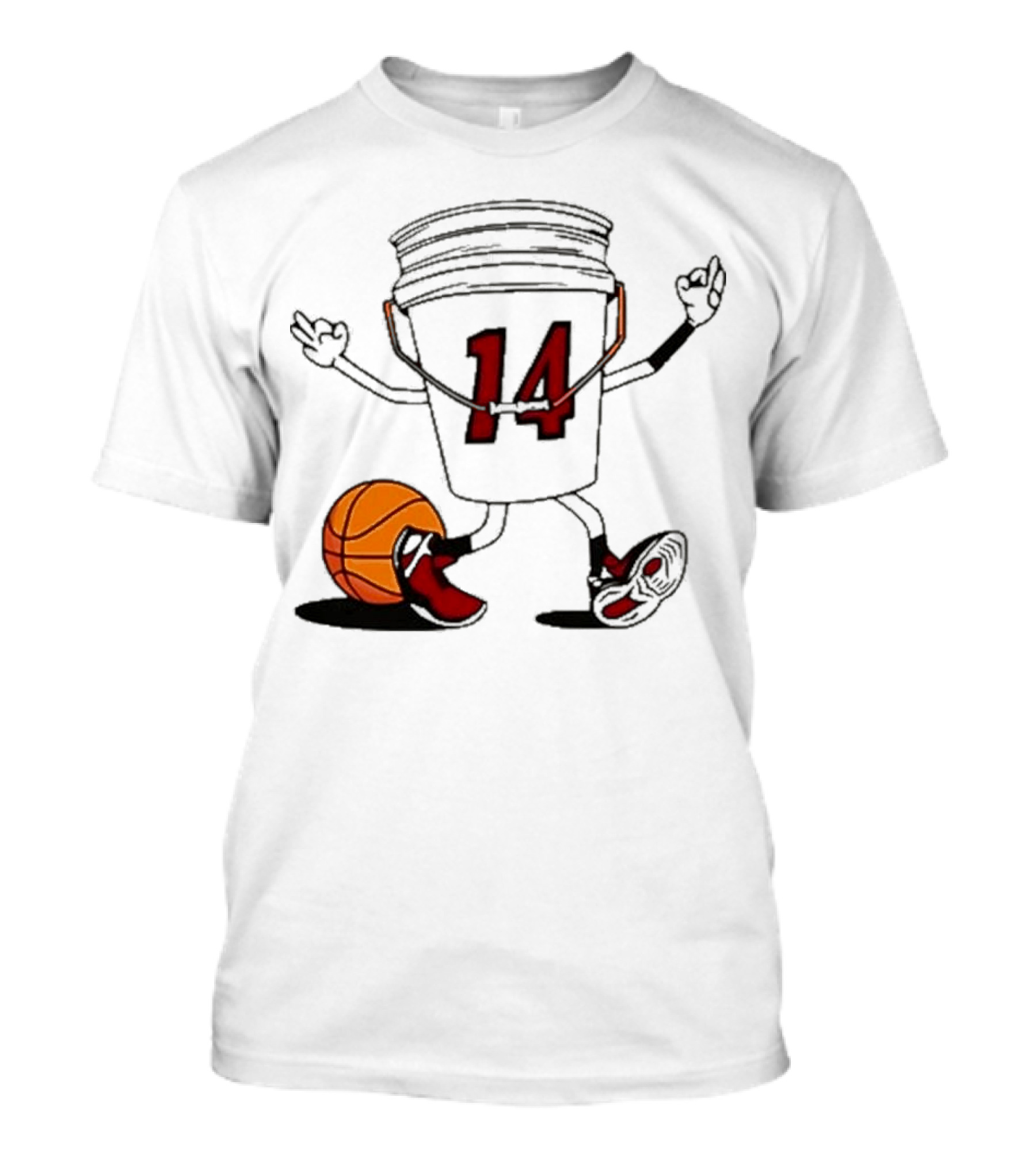 Basketball Bucket Character With Number 14 And Shoes T-Shirt