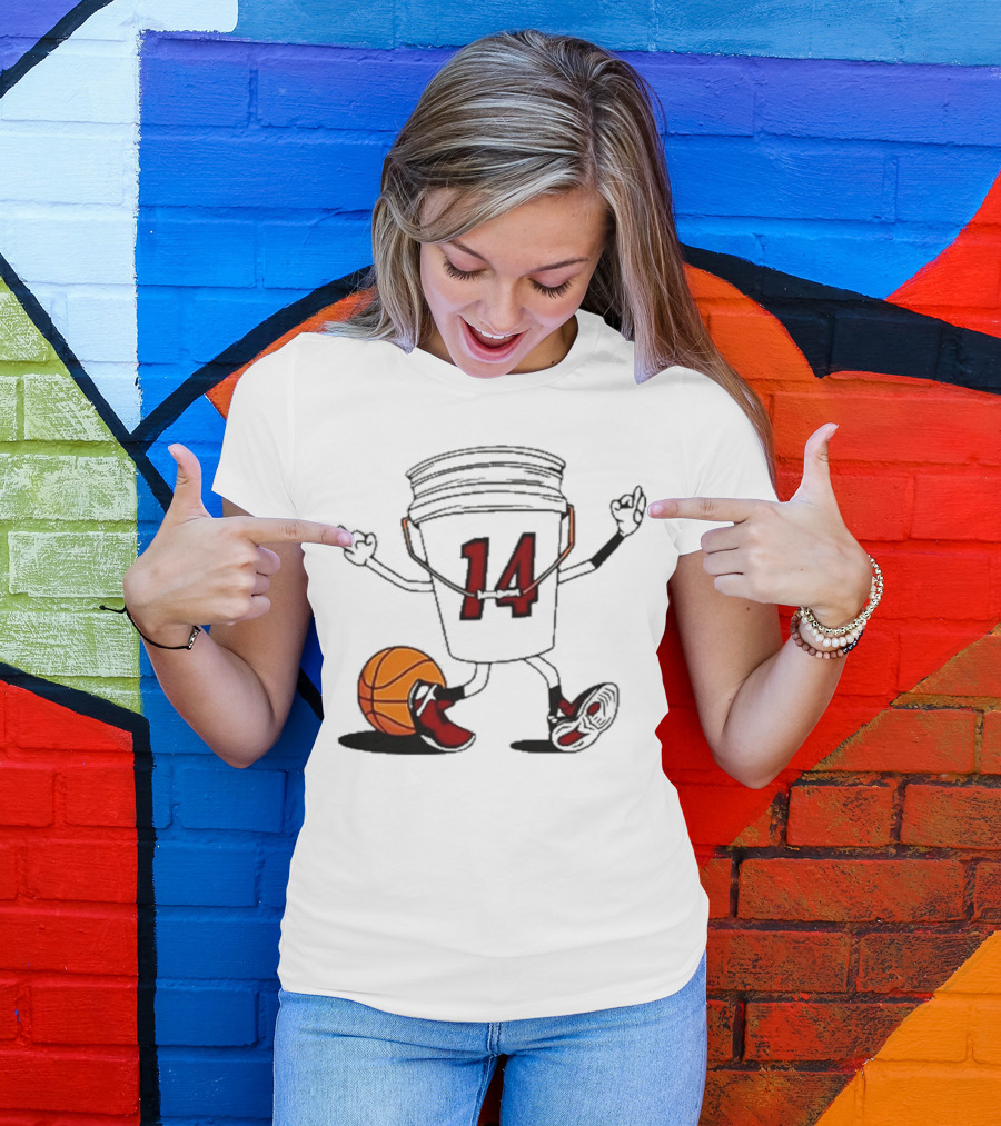 Basketball Bucket Character With Number 14 And Shoes T-Shirt