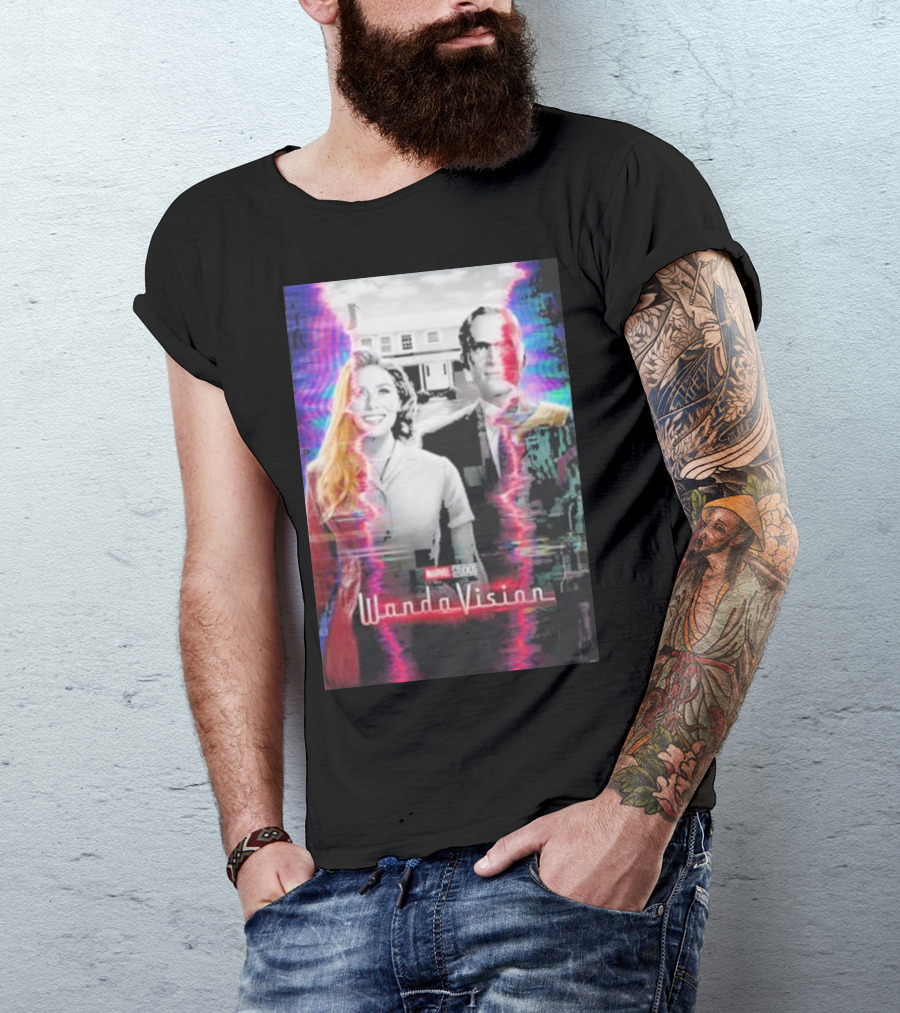 Marvel Studios WandaVision Colorful Glitch Effect Retro TV T-Shirt