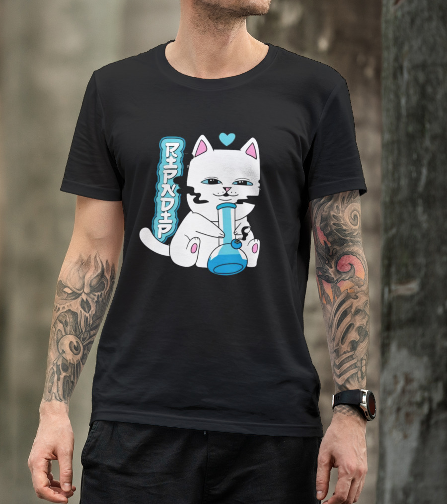Ripndip Clothing Cat With Bong And Heart Motif T-Shirt