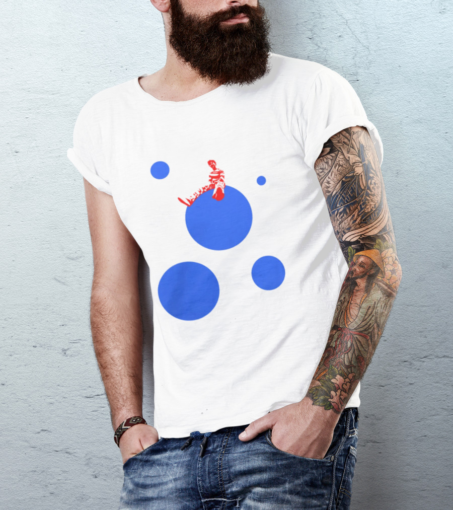 Harry's Styles Merch Red Figure Blue Polka Dot T-Shirt