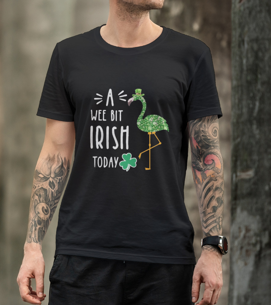 A Wee Bit Irish Today Flamingo Shamrock St Patrick’s Day T-Shirt
