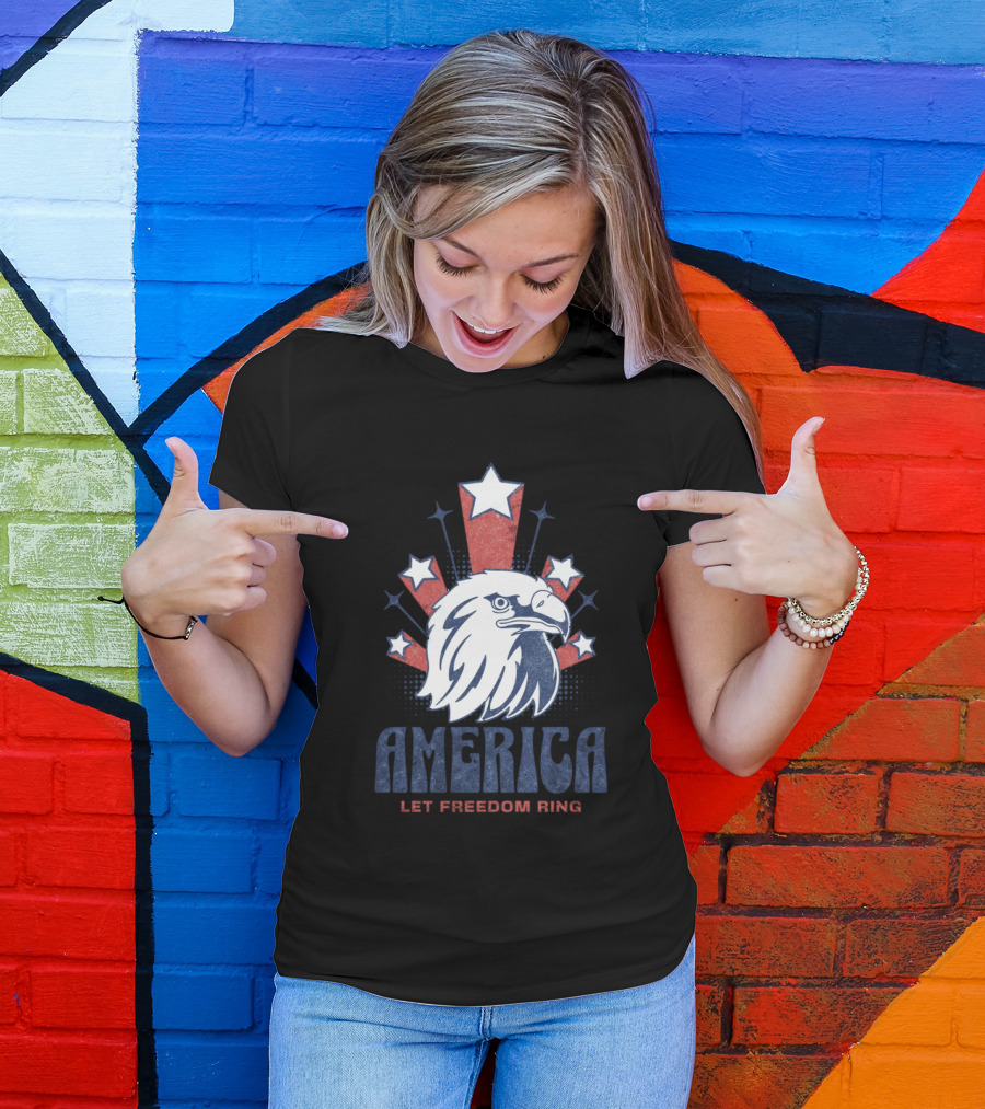 America Let Freedom Ring Bald Eagle Stars T-Shirt