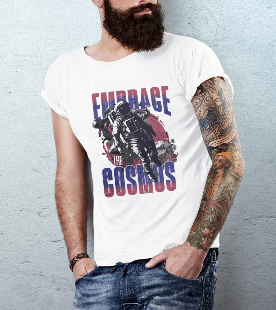 EMBRACE THE COSMOS Astronaut Space Adventure With Asteroids T-Shirt