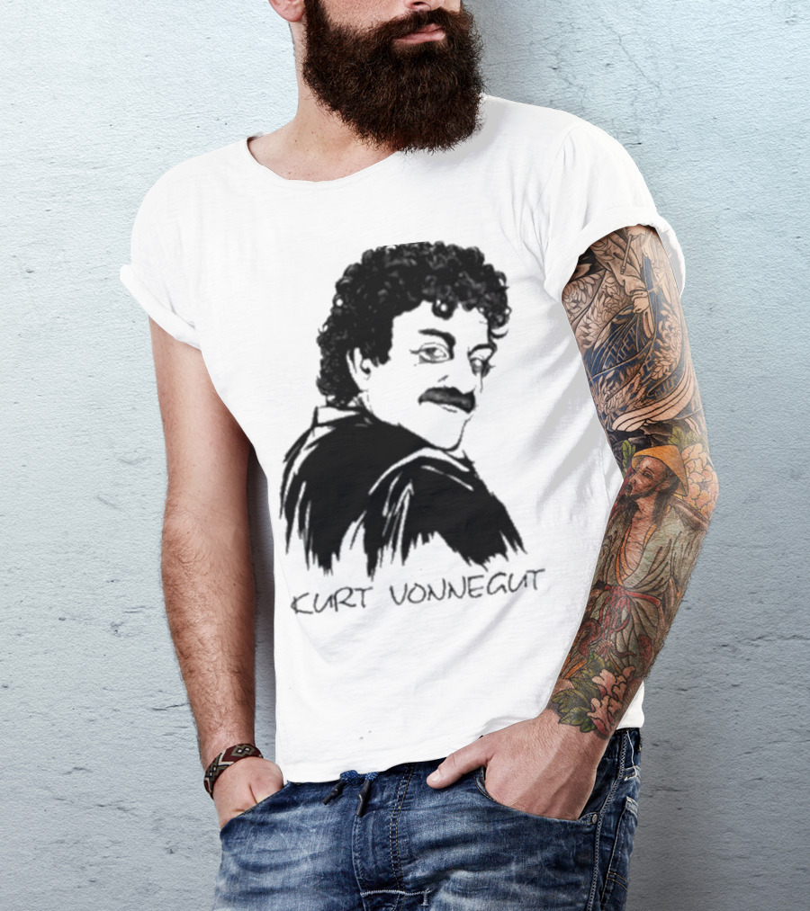 Kurt Vonnegut Black And White Stylized T-Shirt