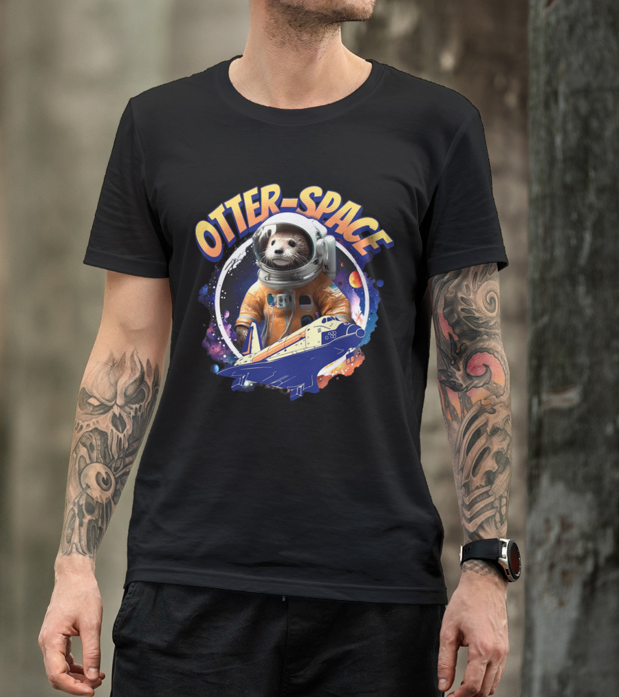 OTTER-SPACE Astronaut Otter In Space Shuttle Adventure T-Shirt