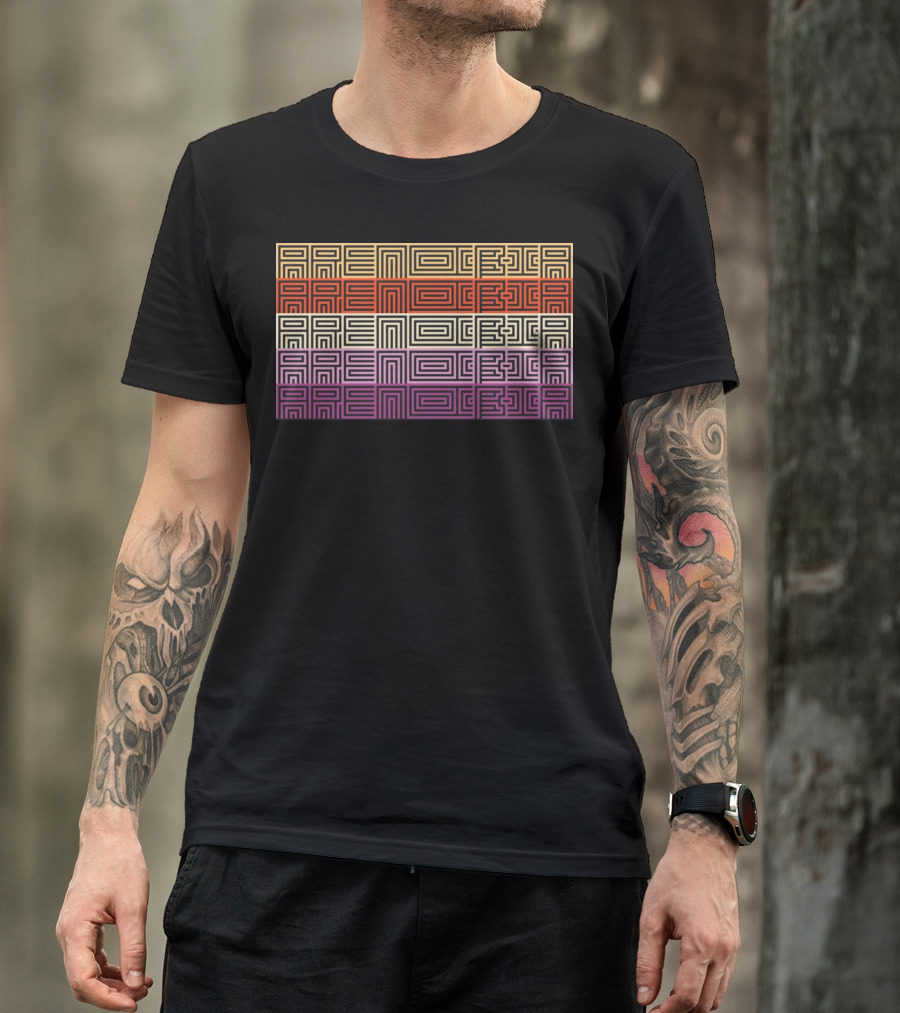 Arencibia Retro Geometric Pattern Text T-Shirt