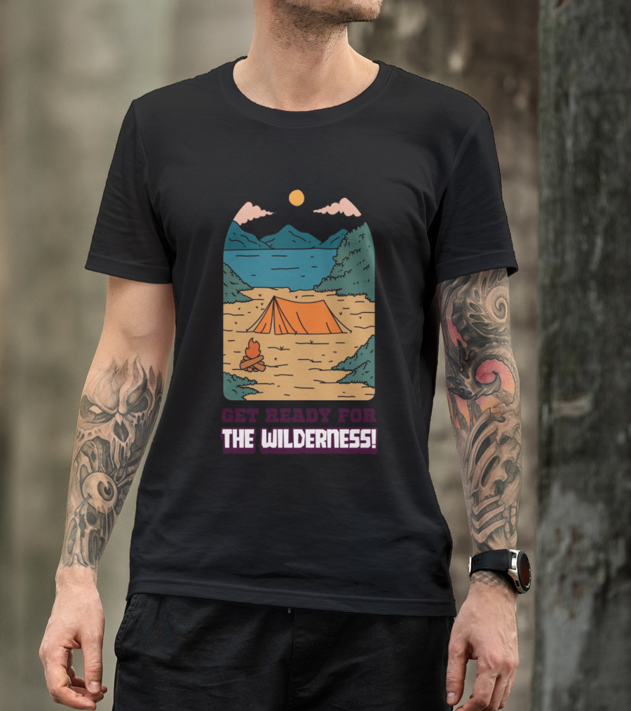 Get Ready For The Wilderness Camping Scene With Tent And Campfire T-Shirt