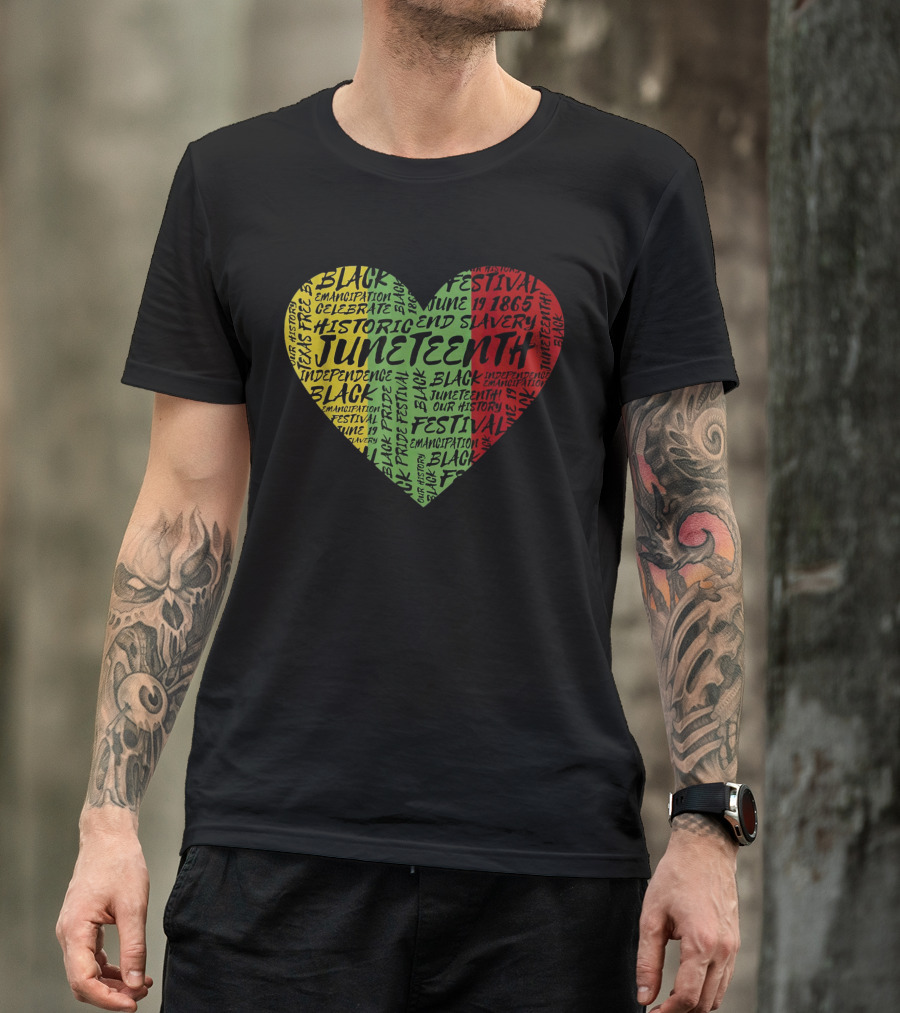 Juneteenth Heart Black Pride Emancipation Celebrate Independence 1865 Festival T-Shirt