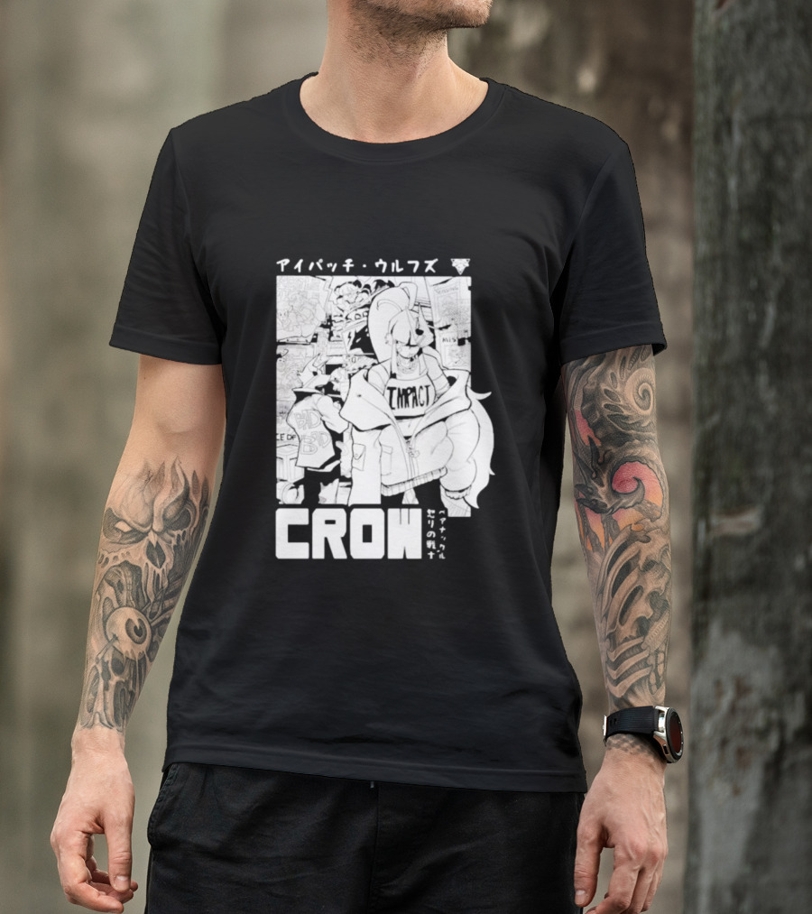 Crow Eyepatch Wolf Manga Style Impact Bad Edgy T-Shirt