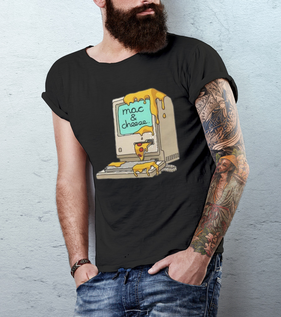 Retro Mac Dripping Cheese Pixels T-Shirt