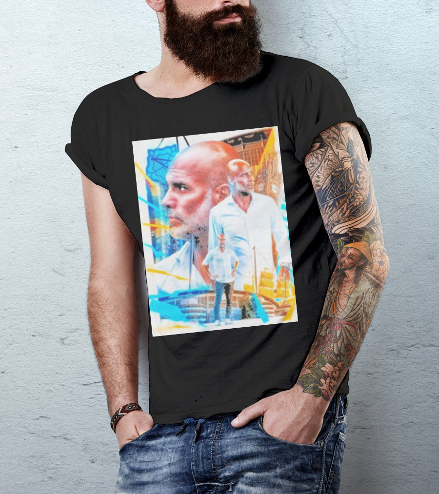 Josep Pep Guardiola New Football Bold Artful Portrait With Vibrant Urban Backdrop T-Shirt