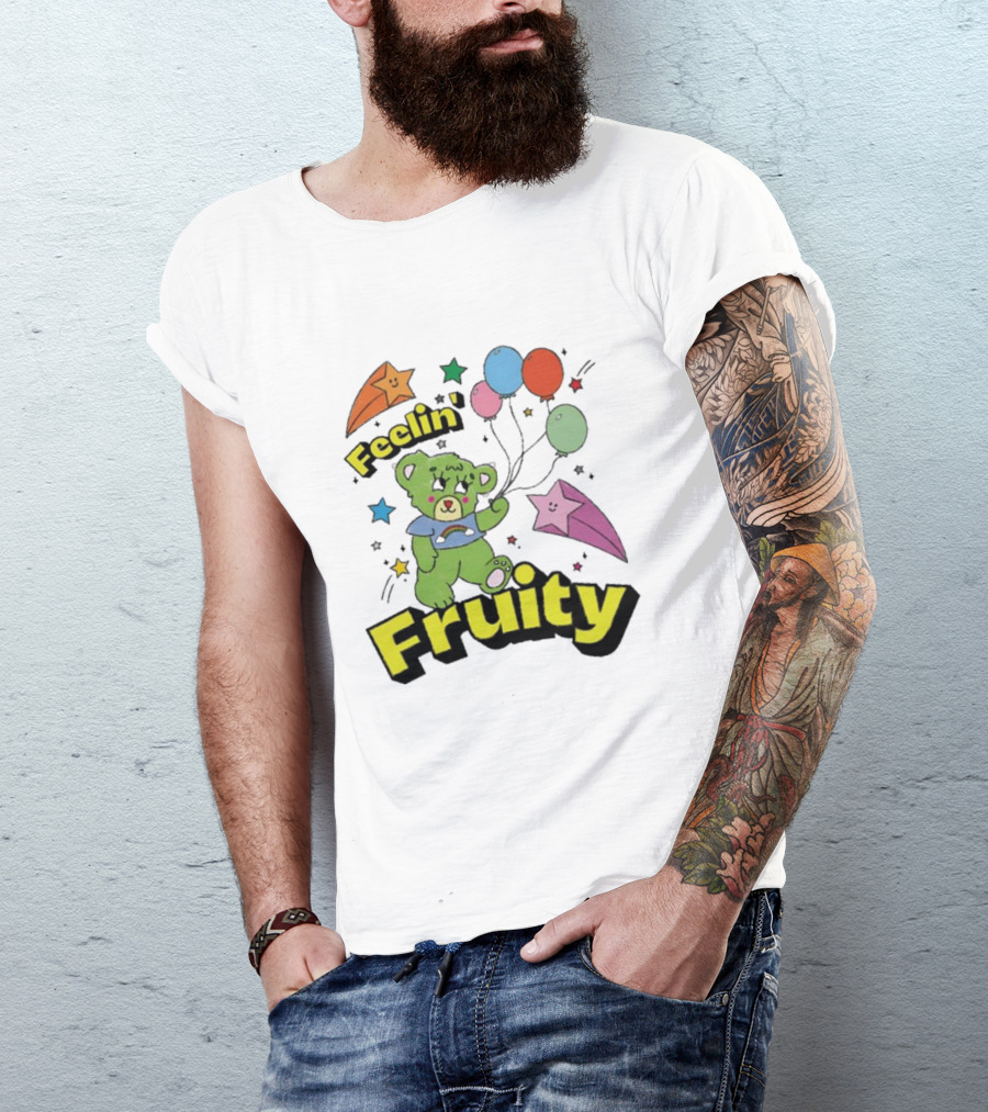 Smile Cult Store Feelin’ Fruity Bear With Balloons And Stars T-Shirt