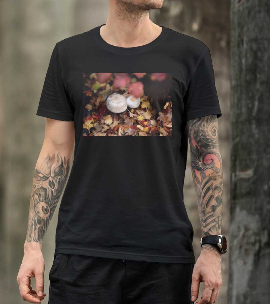 Autumn's Reward Mushrooms Amidst Fall Leaves T-Shirt