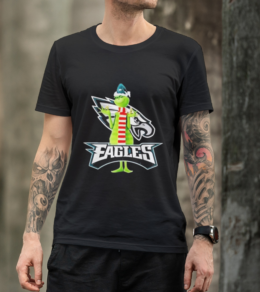 Grinch Philadelphia Eagles NFL Team Logo Combination T-Shirt