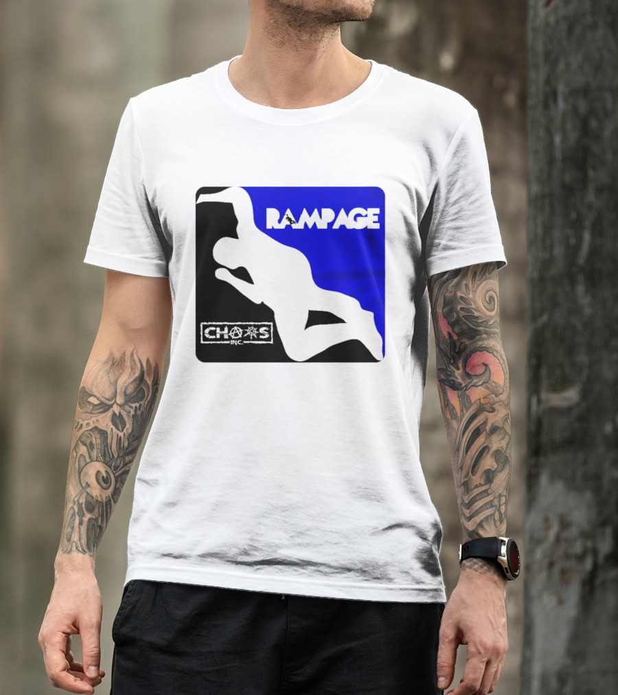 Rampage Chaos Inc Silhouette Blue Background T-Shirt