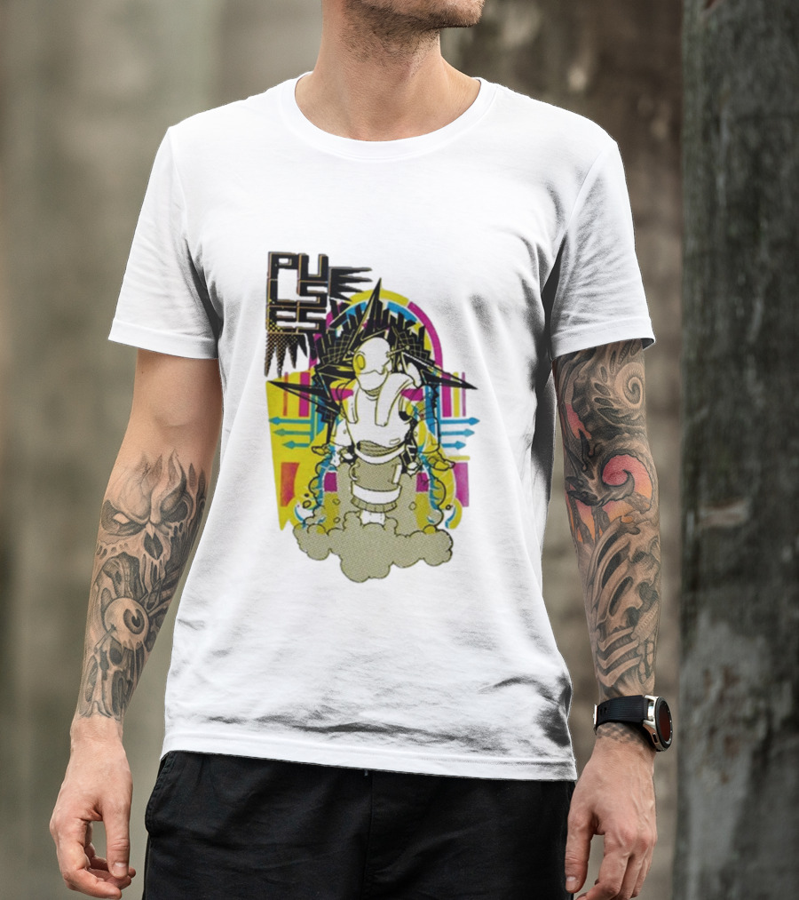 Pulses Futuristic Robot With Colorful Abstract Geometric Background T-Shirt