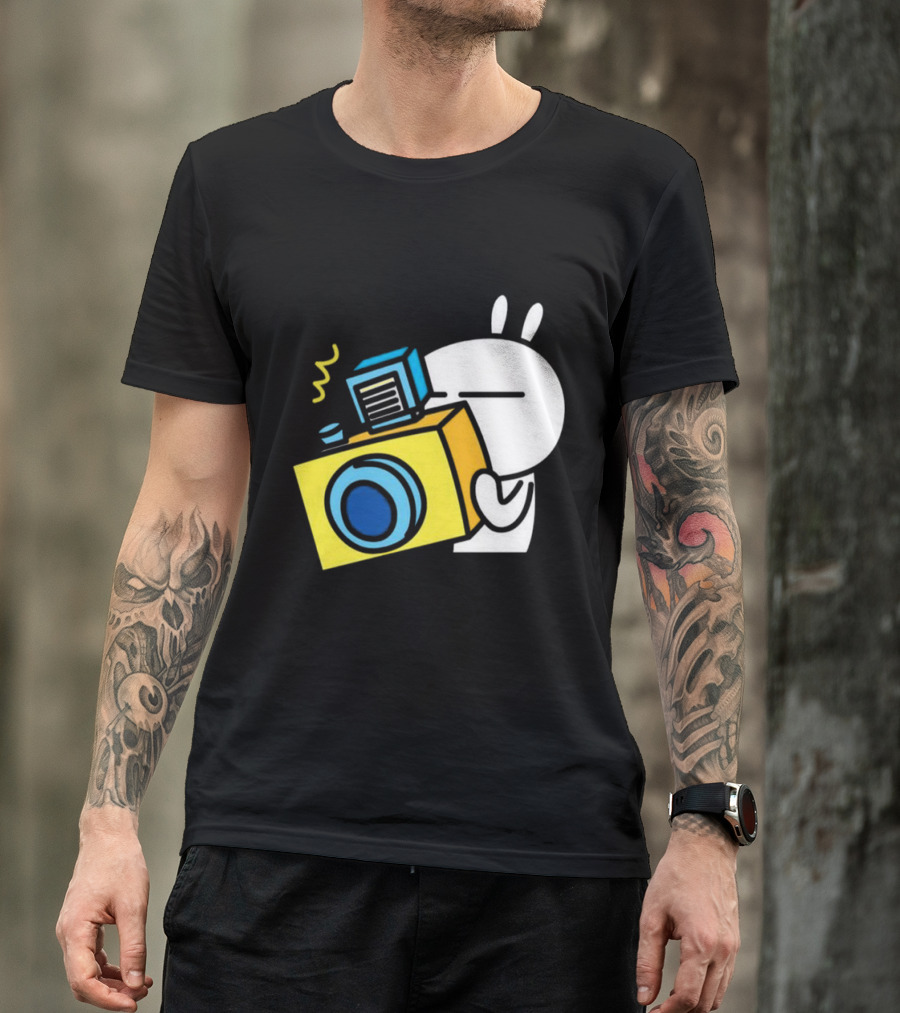 Tuzki Rabbit Camera Cartoon Character Photography T-Shirt