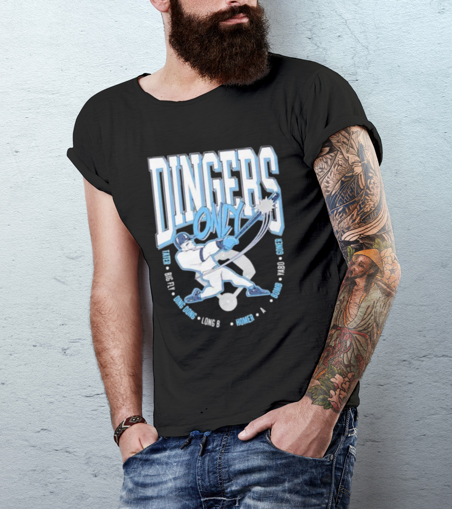 Dingers Only Tape Measure Big Fly Long B Homer Yabo Goner Bomb T-Shirt