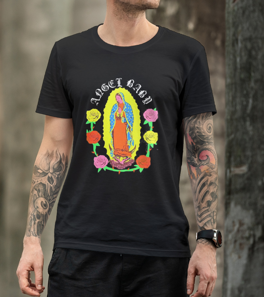 ANGEL BABY VIRGEN WITH COLORFUL ROSES T-Shirt