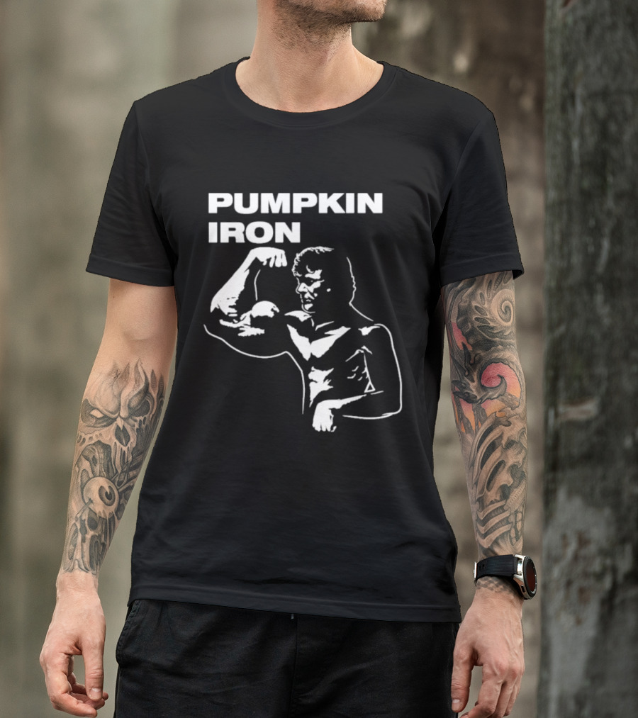 Pumpkin Iron Bodybuilder Flexing Muscles T-Shirt