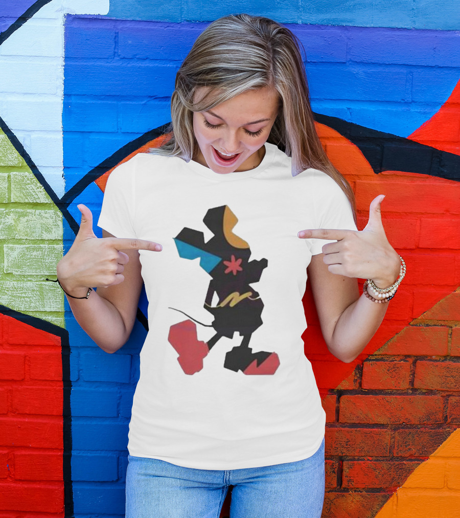 Disney World Funny Mickey Stands Abstract Colorful T-Shirt