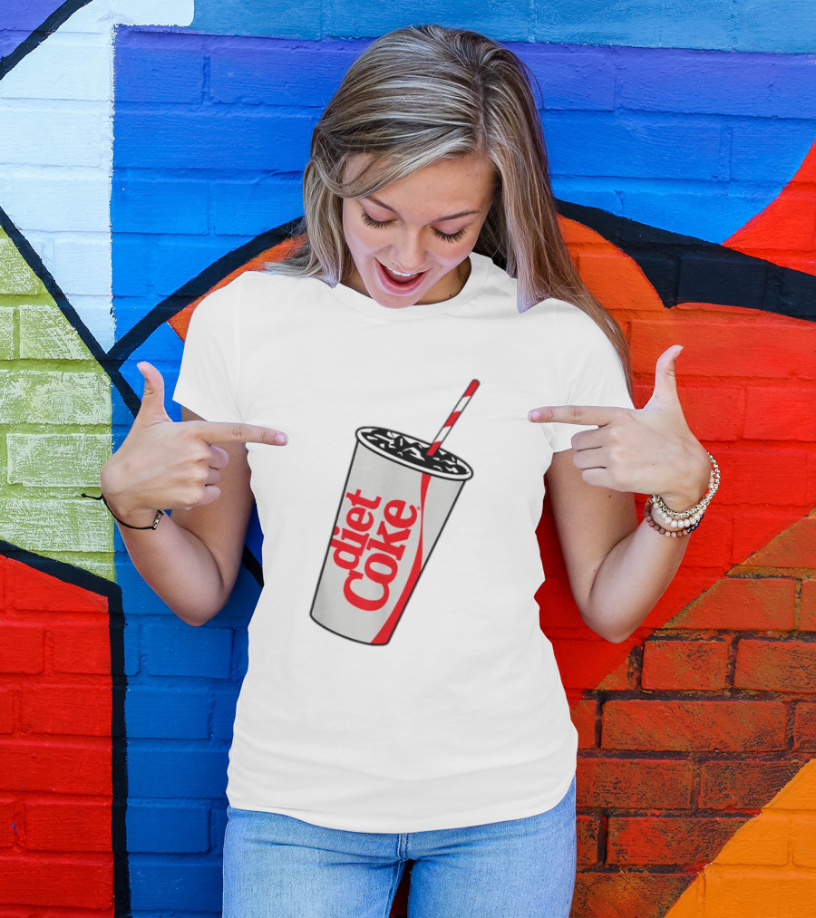 Coca-Cola Diet Coke Cup With Straw Heart Bubbles T-Shirt