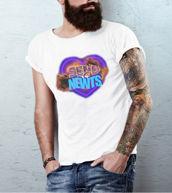 Swankyswamprat Send Newts Heart Frogs Neon T-Shirt