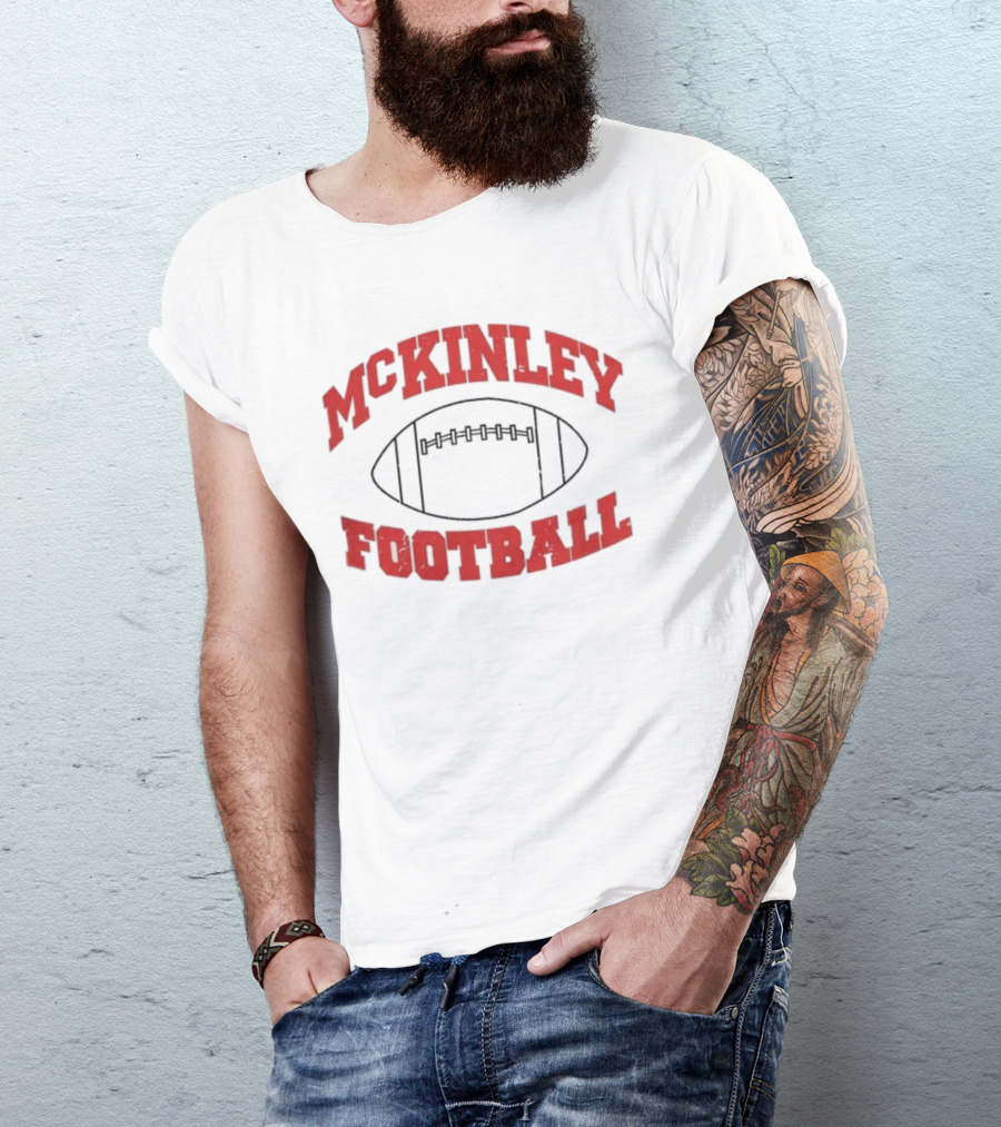 Mckinley Football Team Vintage Red Text Football T-Shirt